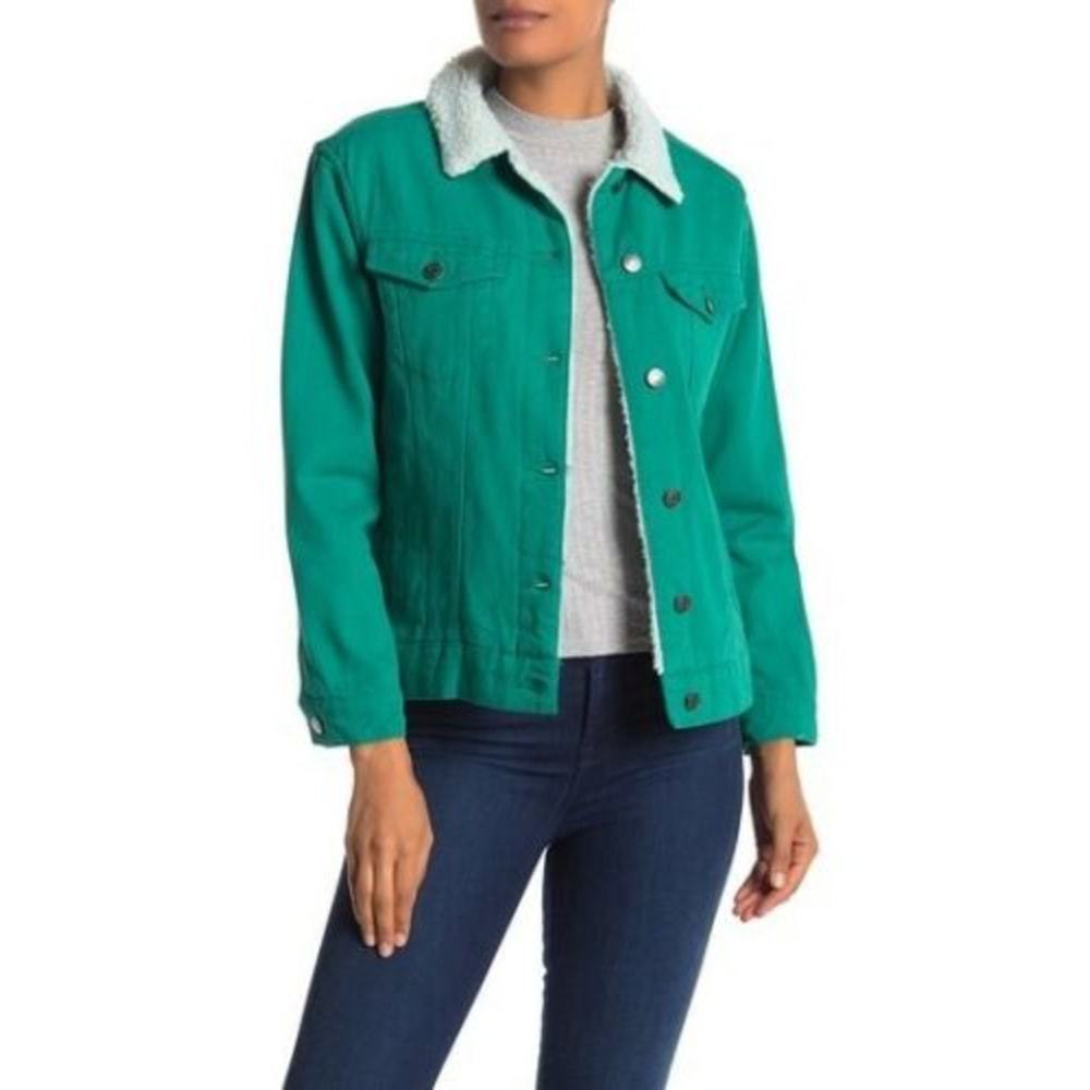 Know One Cares Faux Shearling Lined Denim Jacket S